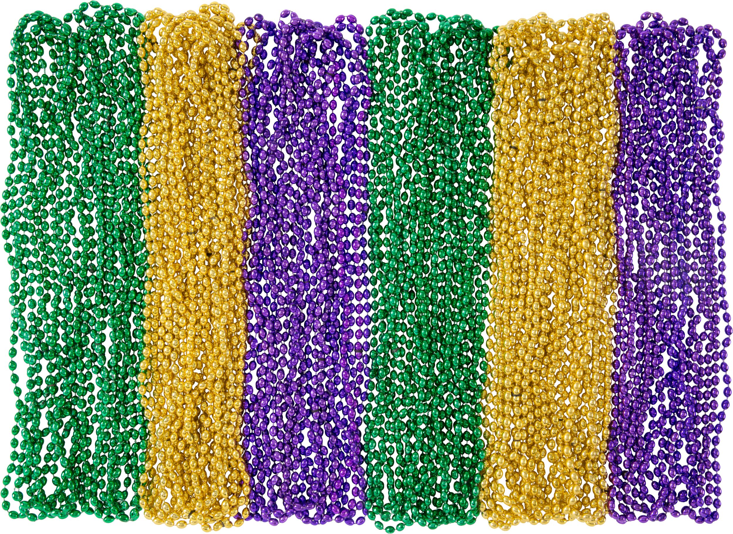 Mardi Gras Bead Necklaces, 100-pk Front_Flat