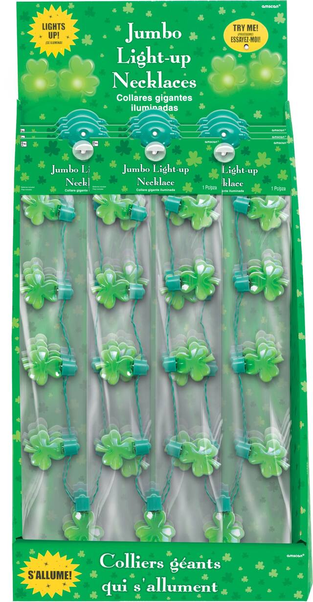 Shamrock LightUp Pendant Necklace, Green, One Size, Batteries included