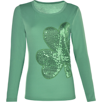 Chandail à manches longues trèfle à paillettes adultes Front_Flat