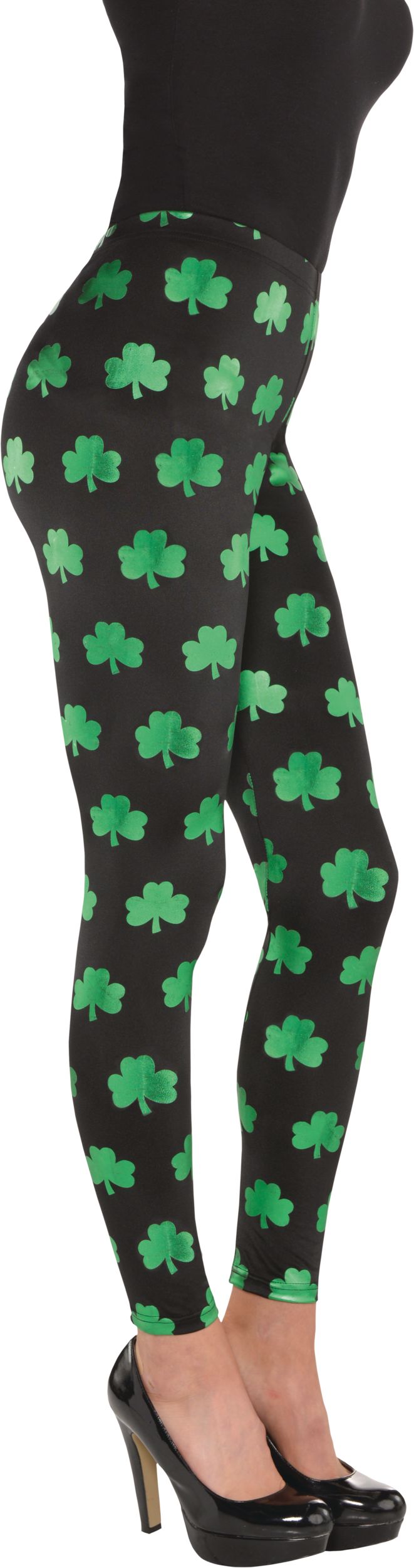 St. Patrick's Day Shiny Shamrock Leggings, Green, Adult, One Size