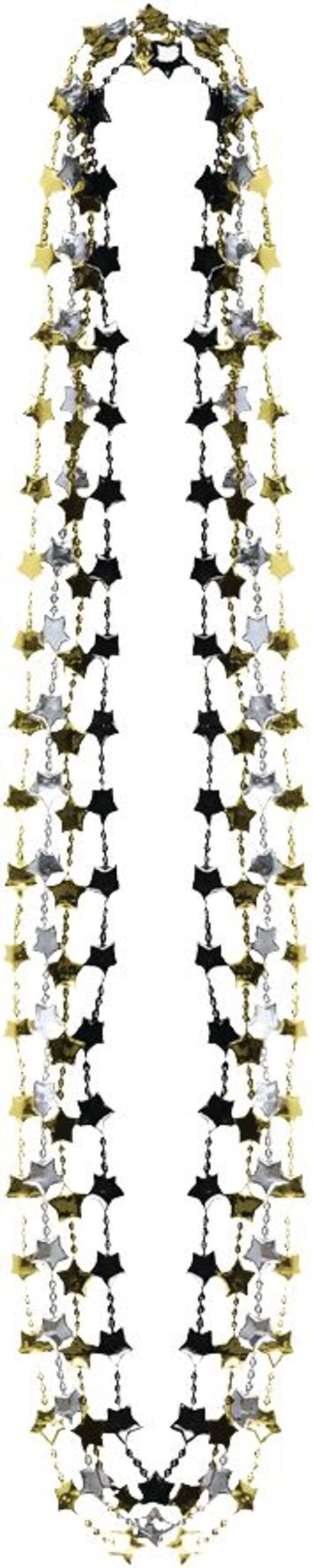 Colliers de perles en forme d'étoile noires, dorées et argentées, paq. 4 Front_Flat