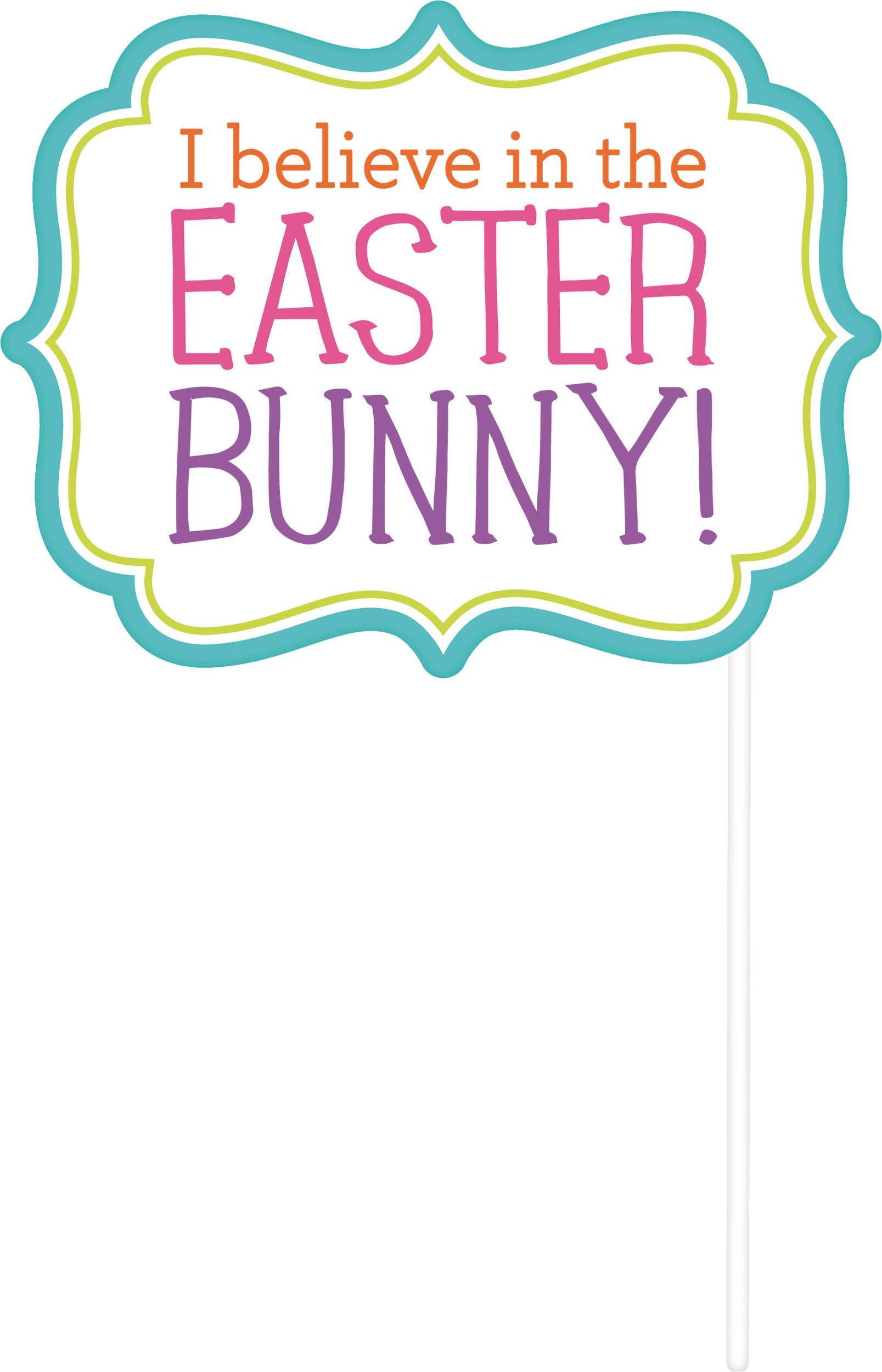 "Easter Bunny" Photo Booth Sign Props, Multi-Coloured, 13-pk, for Easter Front_Flat