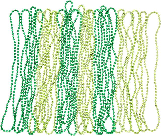 Bead Necklaces, Green, One Size, 24-pk, for St. Patrick's Day Party Front_Flat