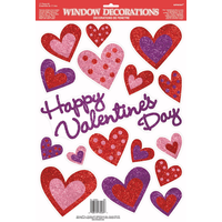 Glitter Heart Cling Decals, 17-pk Front_Flat