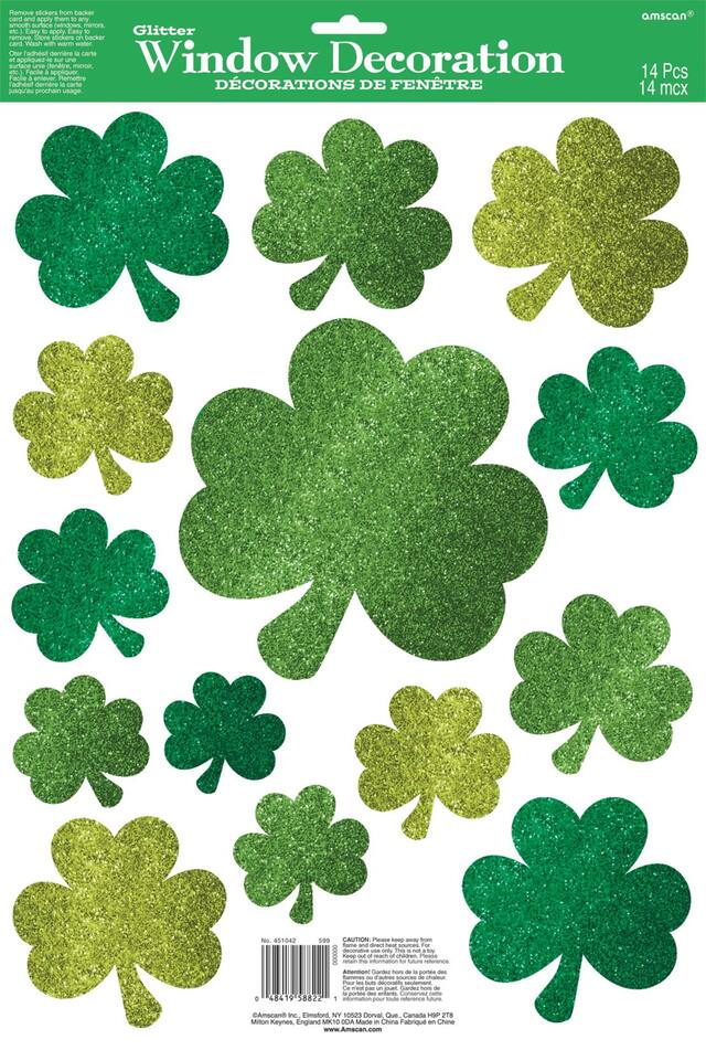 Décalcomanies de la Saint-Patrick étincelantes, paq. 14 Front_Flat