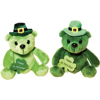 "Happy St. Pat's Day" Leprechaun Bear Plush Toy, Green, for St. Patrick's Day