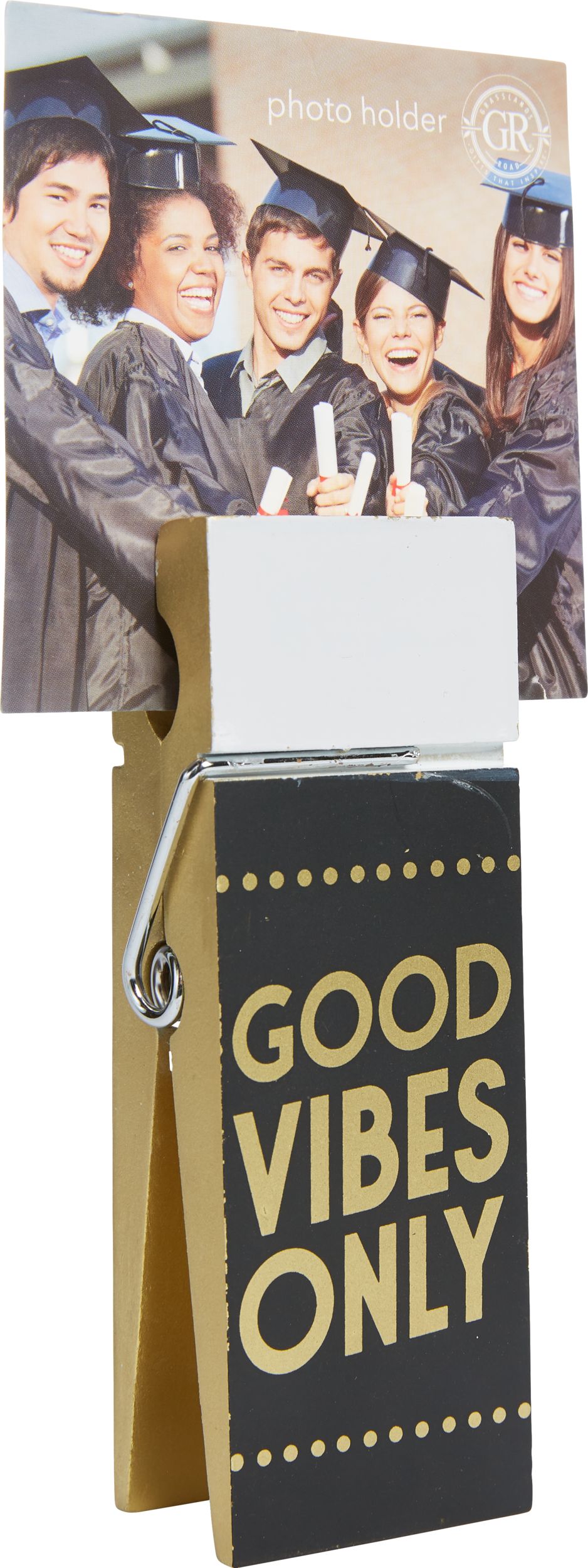Jumbo Good Vibes Only Clothespin Photo Holder Front_Angled_Right