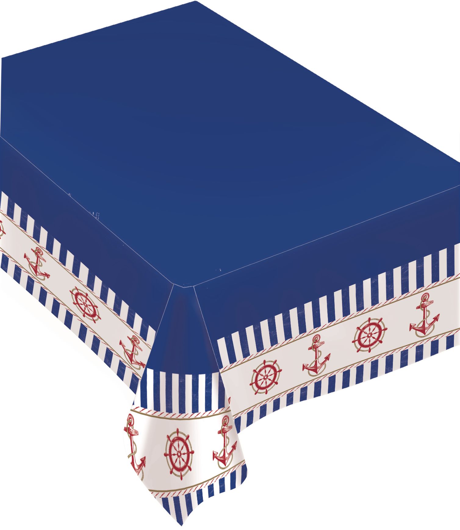 Striped Nautical Flannel-Backed Vinyl Tablecloth CloseUp