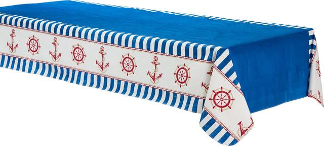 Striped Nautical Flannel-Backed Vinyl Tablecloth Front_Angled_Left