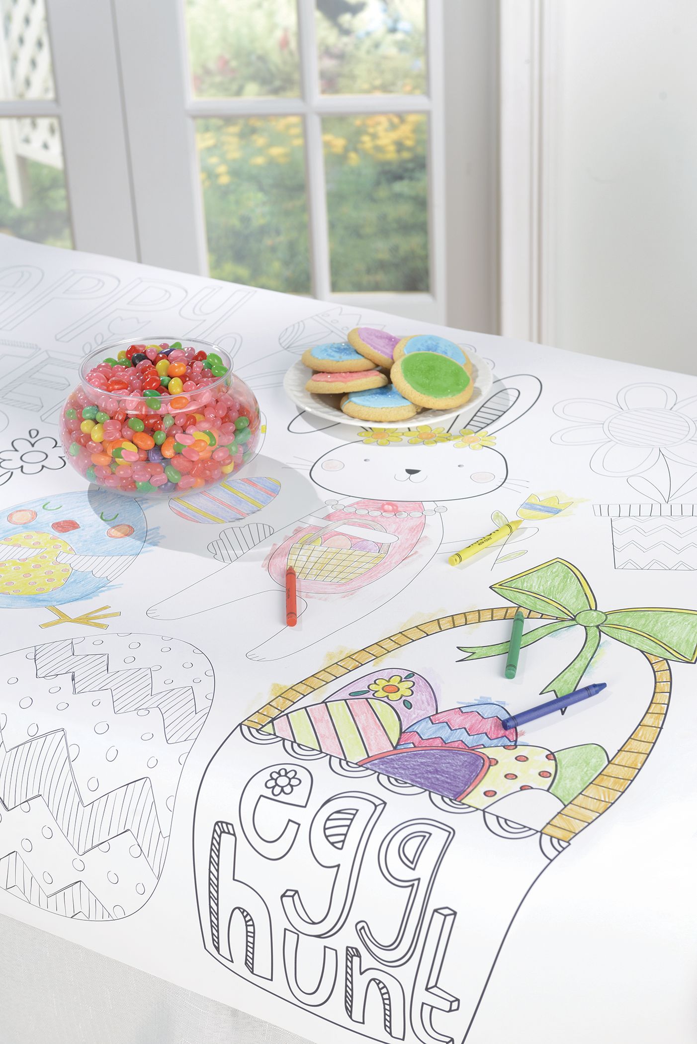 Rectangle Paper Disposable Colouring Table Cover, Black/White, 9.5x15-in, for Easter Front_Angled_Left