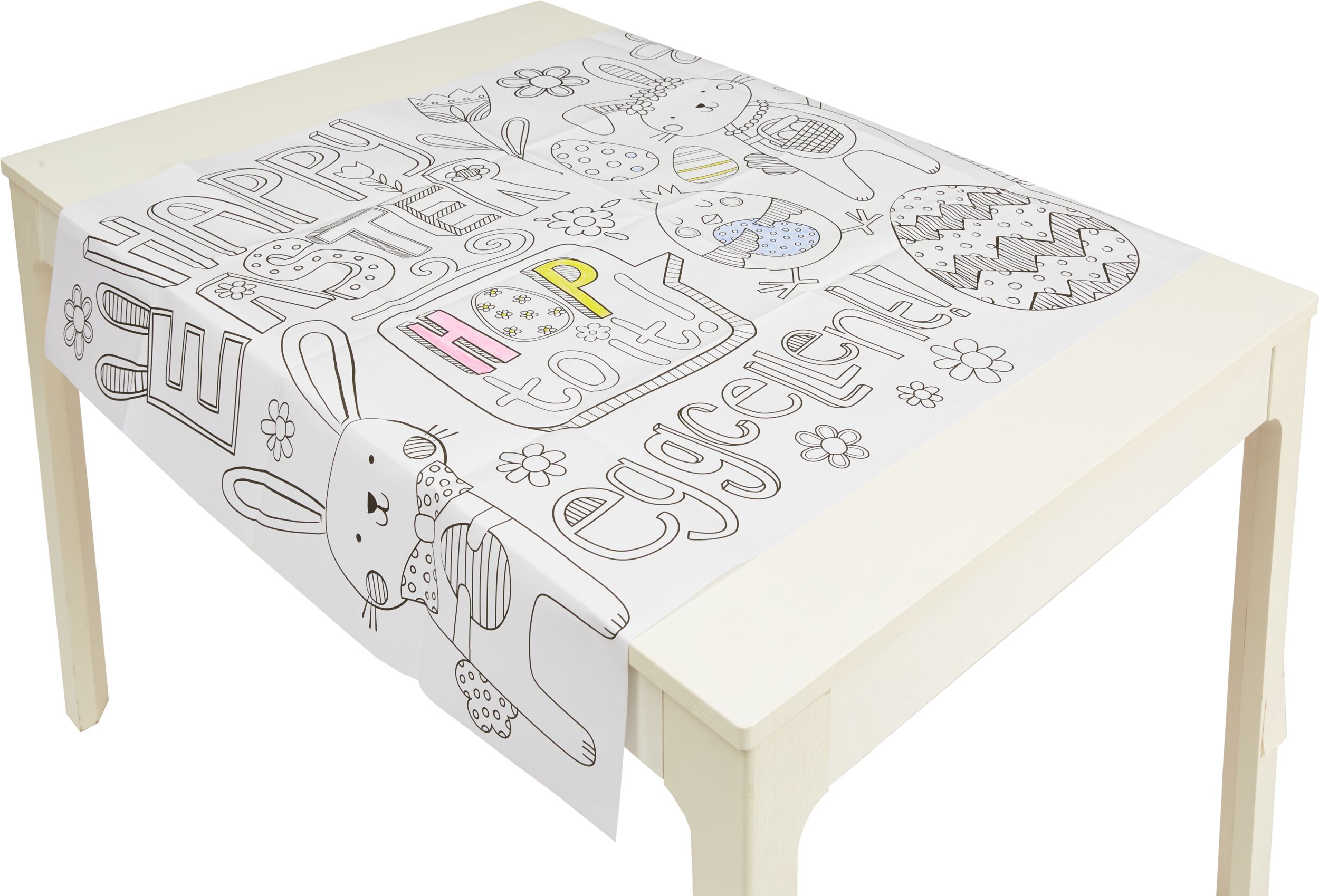 Rectangle Paper Disposable Colouring Table Cover, Black/White, 9.5x15-in, for Easter Front_Angled_Right