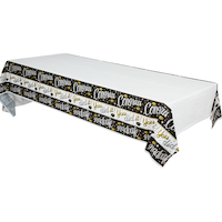 Black, White, & Gold Congrats Graduate Table Cover Front_Angled_Left