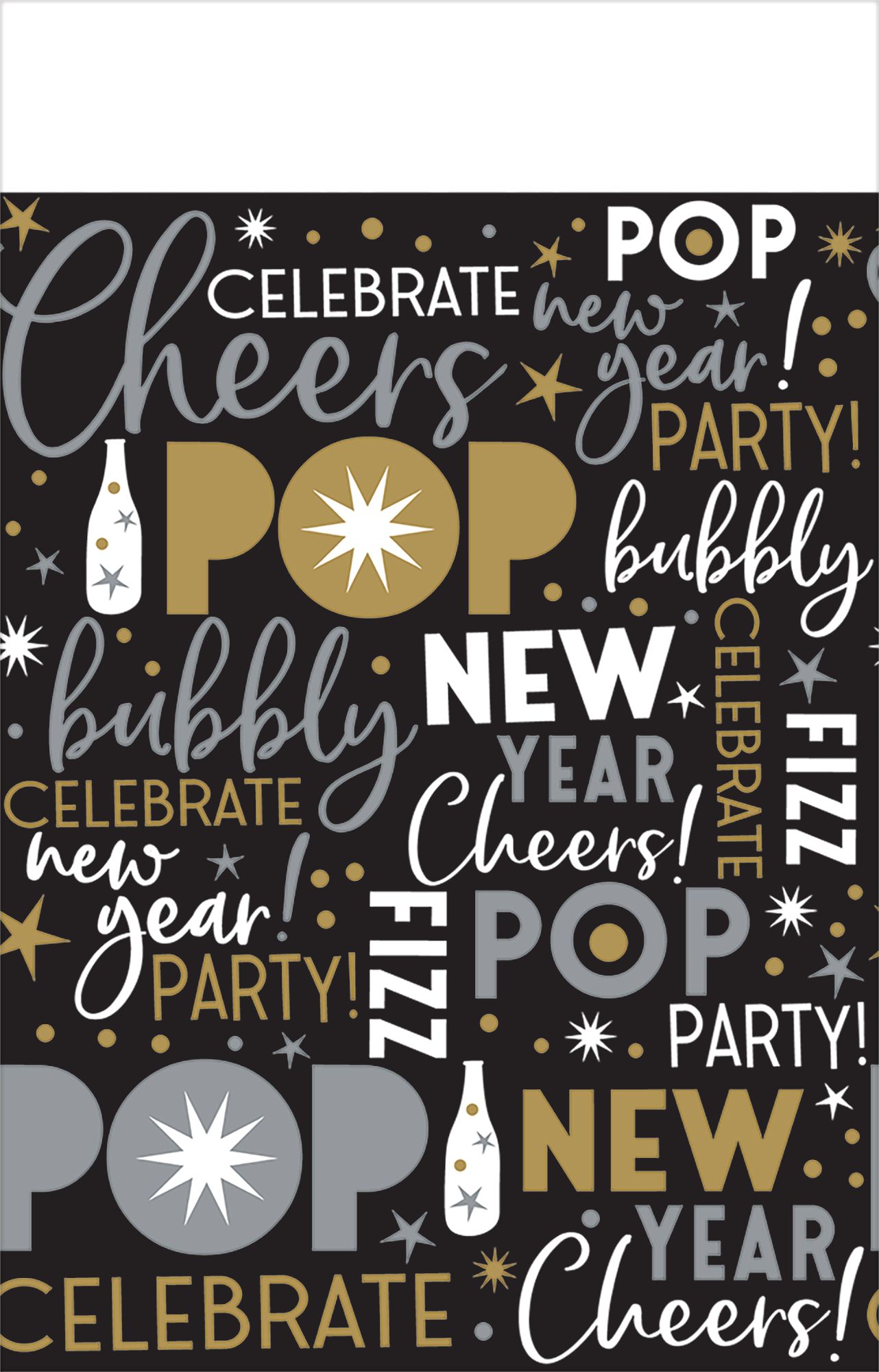 Metallic New Year's Eve Table Covers, 3-pk Front_Flat