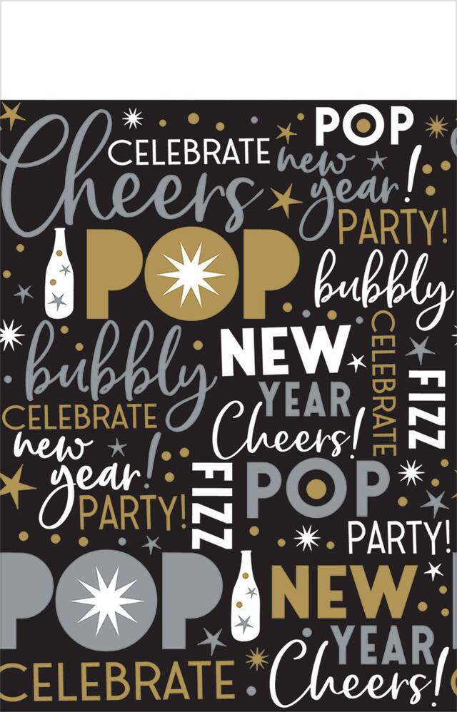 Metallic New Year's Eve Table Covers, 3-pk Front_Flat