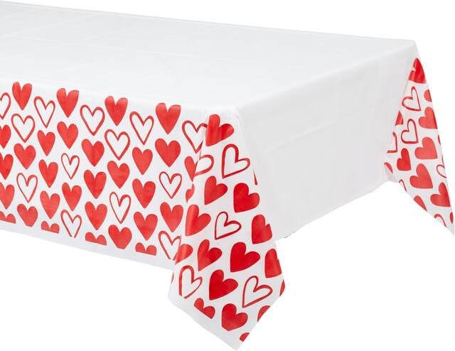 Valentine's Day Heart Table Cover Front_Angled_Left