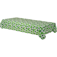 Nappe en vinyle à dos en flanelle trèfles à quatre feuilles de la Saint-Patrick, vert/blanc Front_Angled_Left