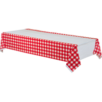 American Summer Red Gingham Plastic Table Cover Front_Angled_Left