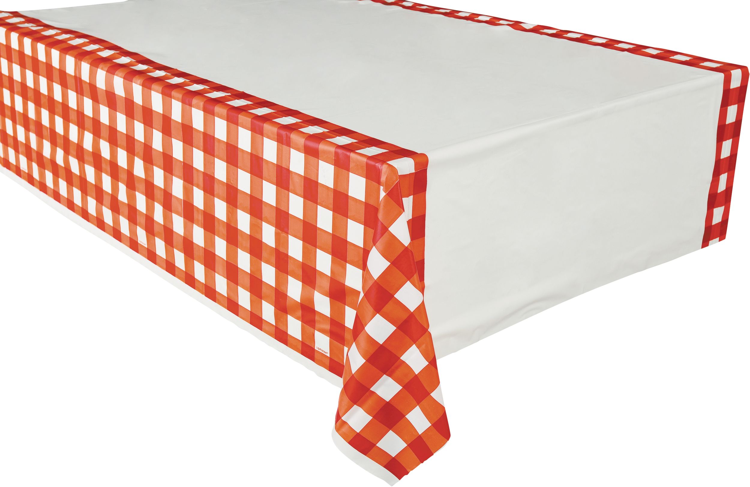American Summer Red Gingham Plastic Table Cover CloseUp