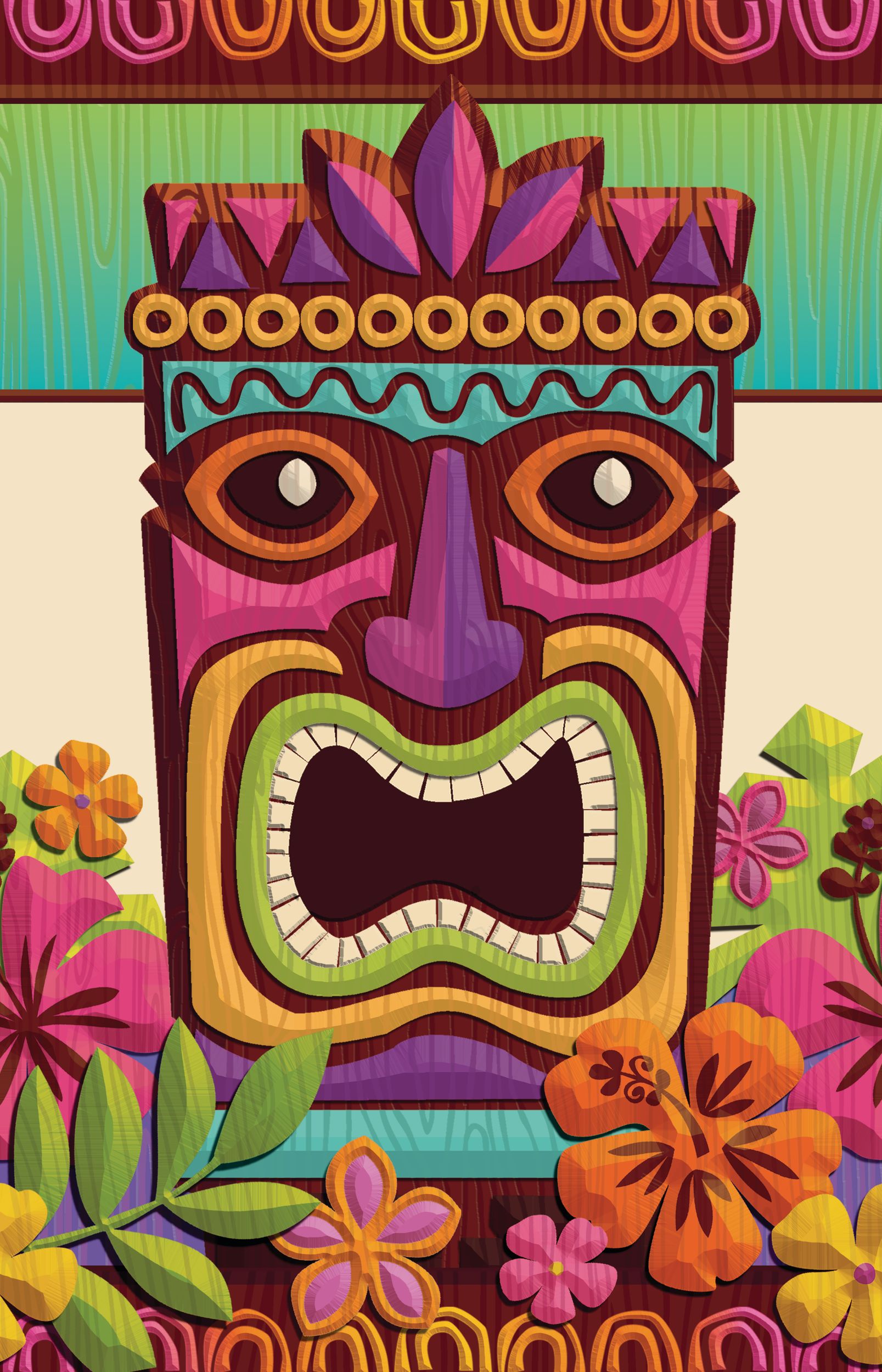 Tropical Tiki Plastic Table Covers, 3-pk Front_Flat