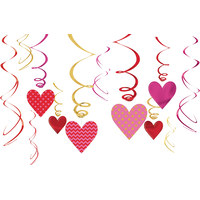 Dot & Chevron Heart Swirl Decorations, 12-pc Front_Flat