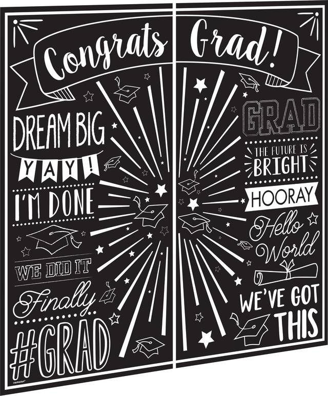 Black & White Graduation Scene Setter, 2-pc Front_Angled_Right