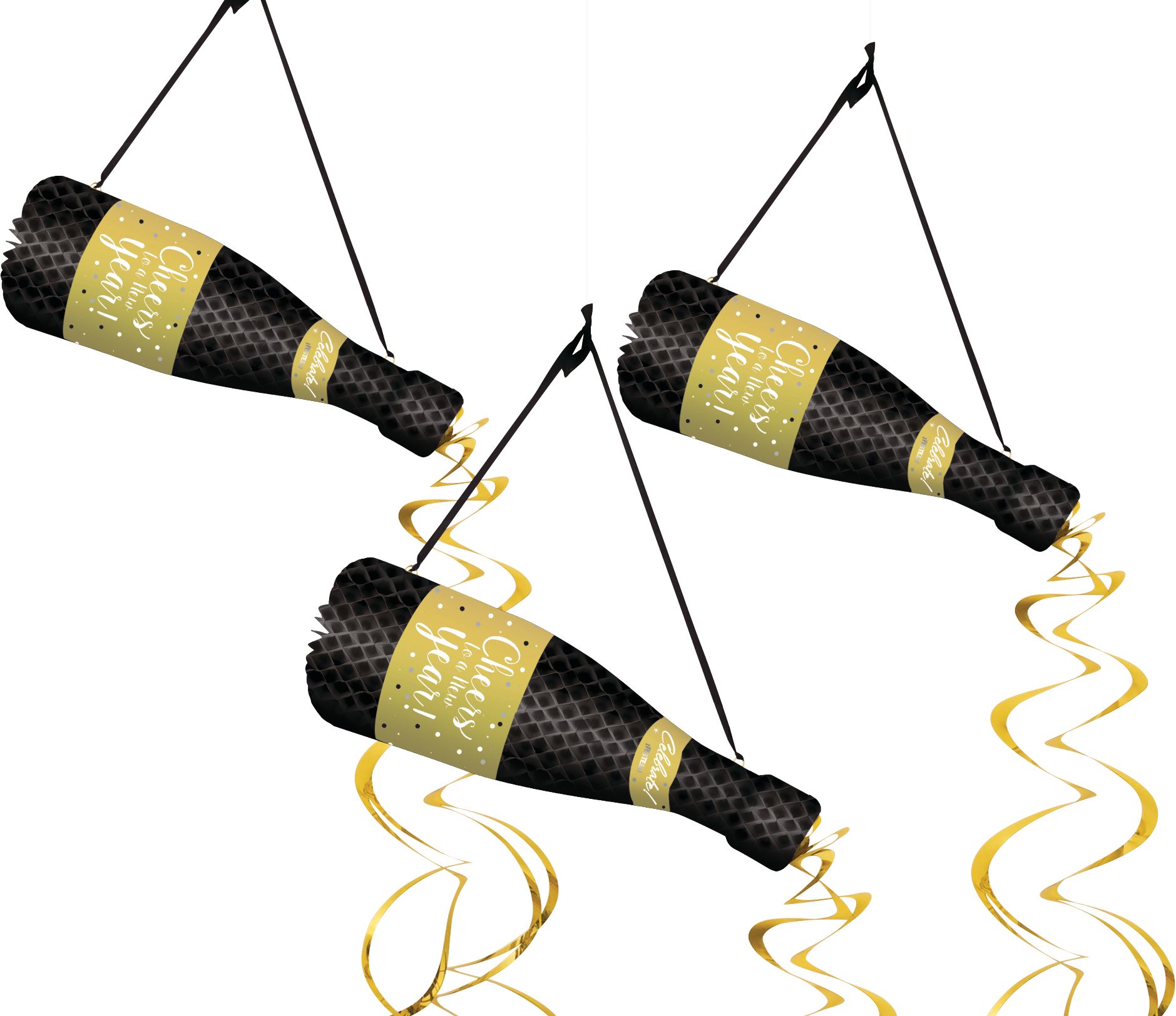 Décorations alvéolées Bouteille de champagne du Nouvel An, paq. 3 Bottom_Plunge