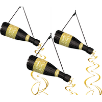 Décorations alvéolées Bouteille de champagne du Nouvel An, paq. 3