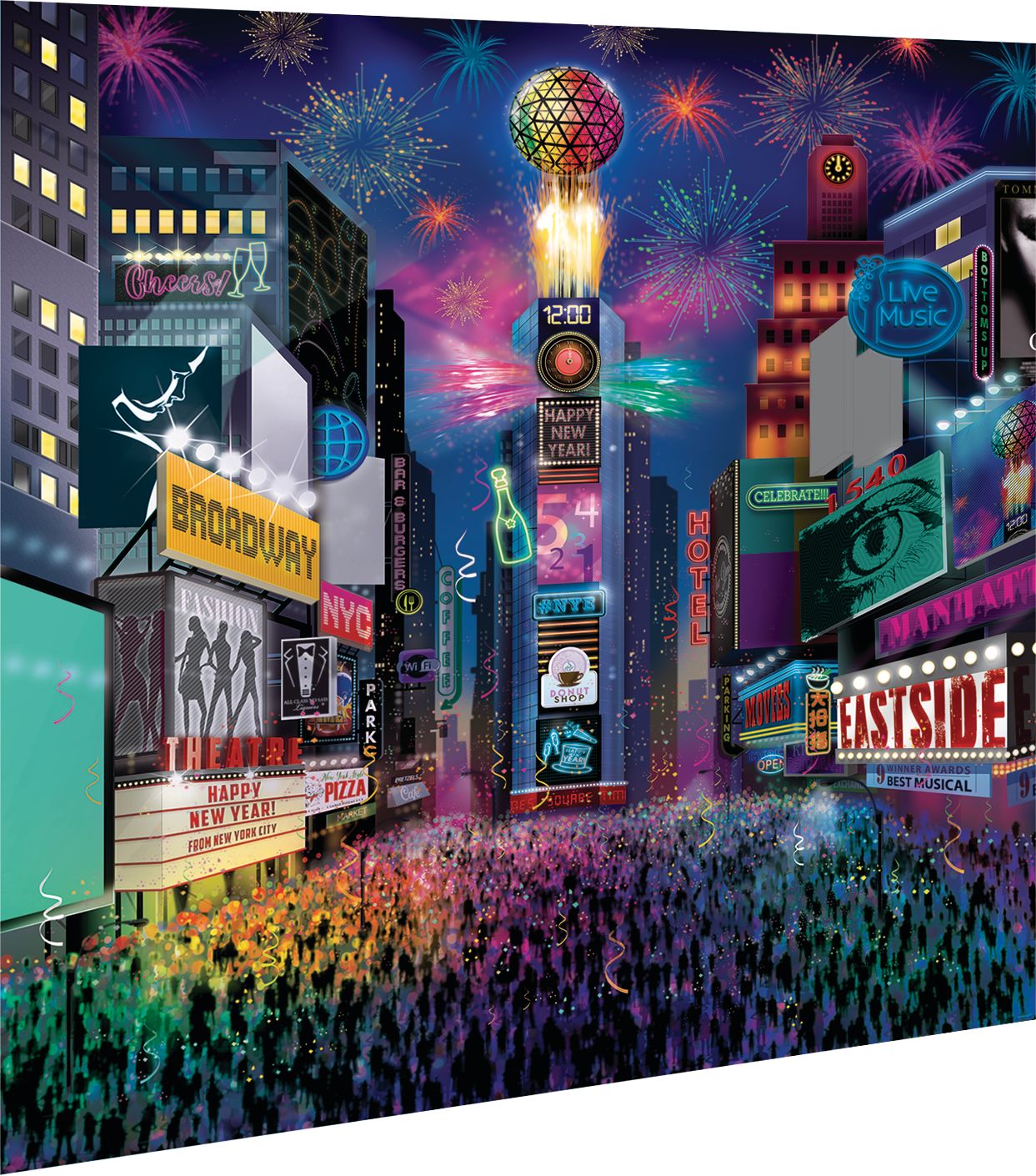 Plastic Scene Setter Background Decoration, Multi-Coloured, 108.5-in, 9-pk, for New Year's Eve Front_Angled_Right