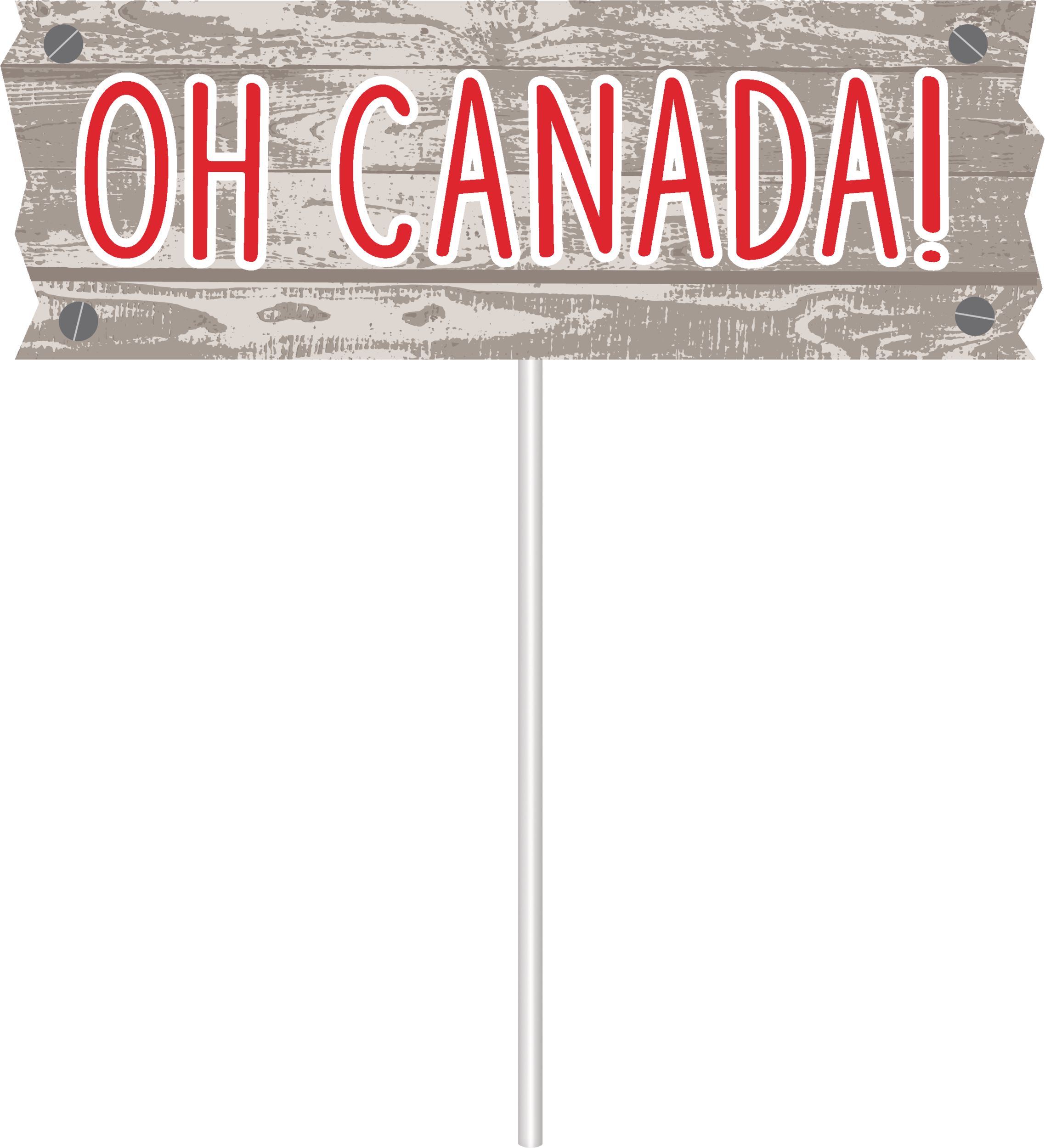 "Oh Canada" Plastic Scene Setter Background Decoration with Photo Booth Props, Multi-Coloured, 65-in, 15-pk, for Canada Day Front_Flat