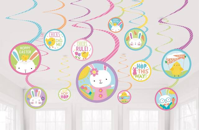 Décorations en spirale de Pâques Bonjour Lapin, paq. 12 Composite_or_Mixed