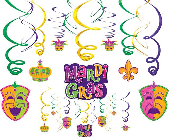 Mardi Gras Swirl Decorations, 30-pc Front_Flat