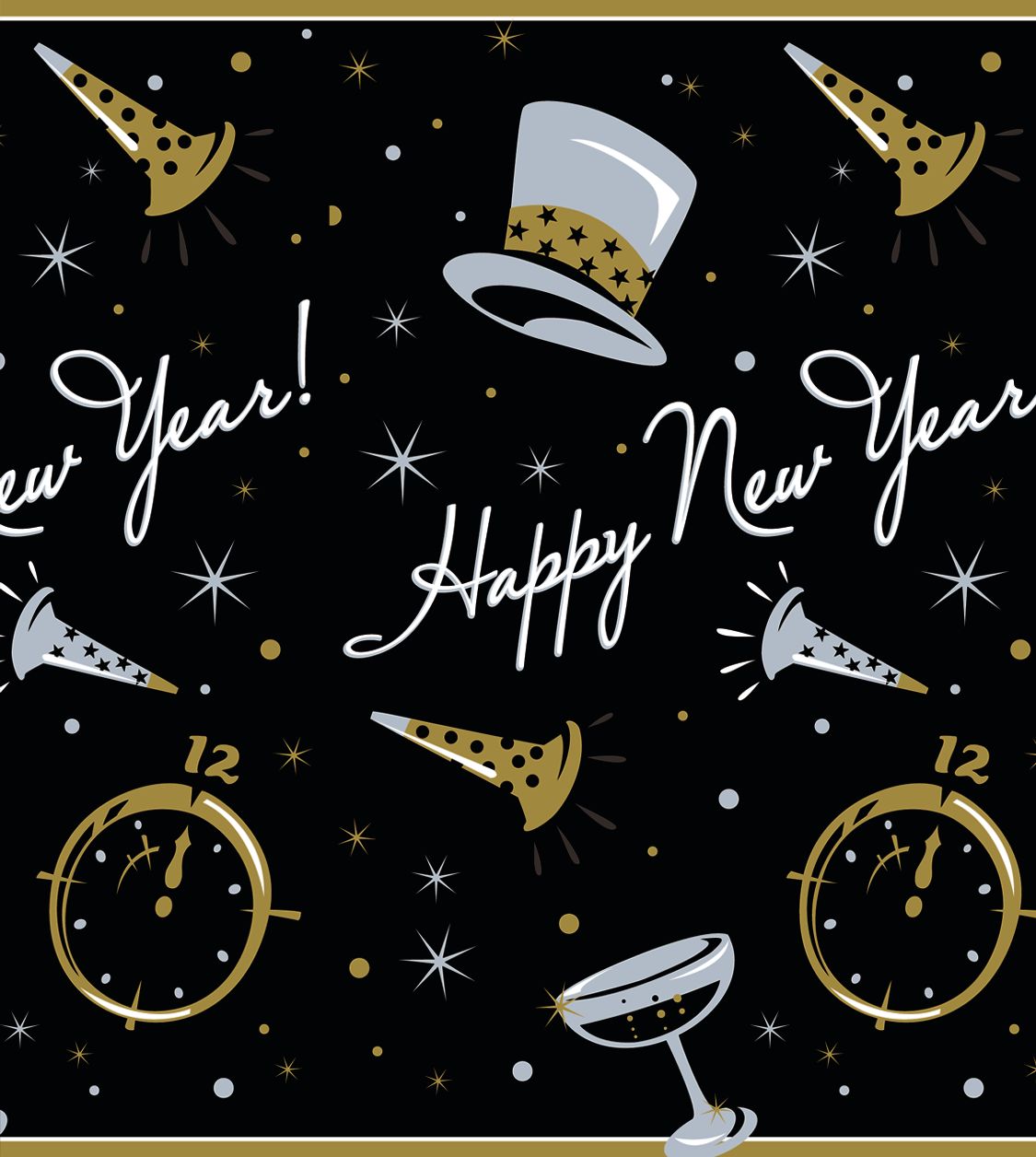 Black Tie New Year's Table Covers, 3-pk CloseUp