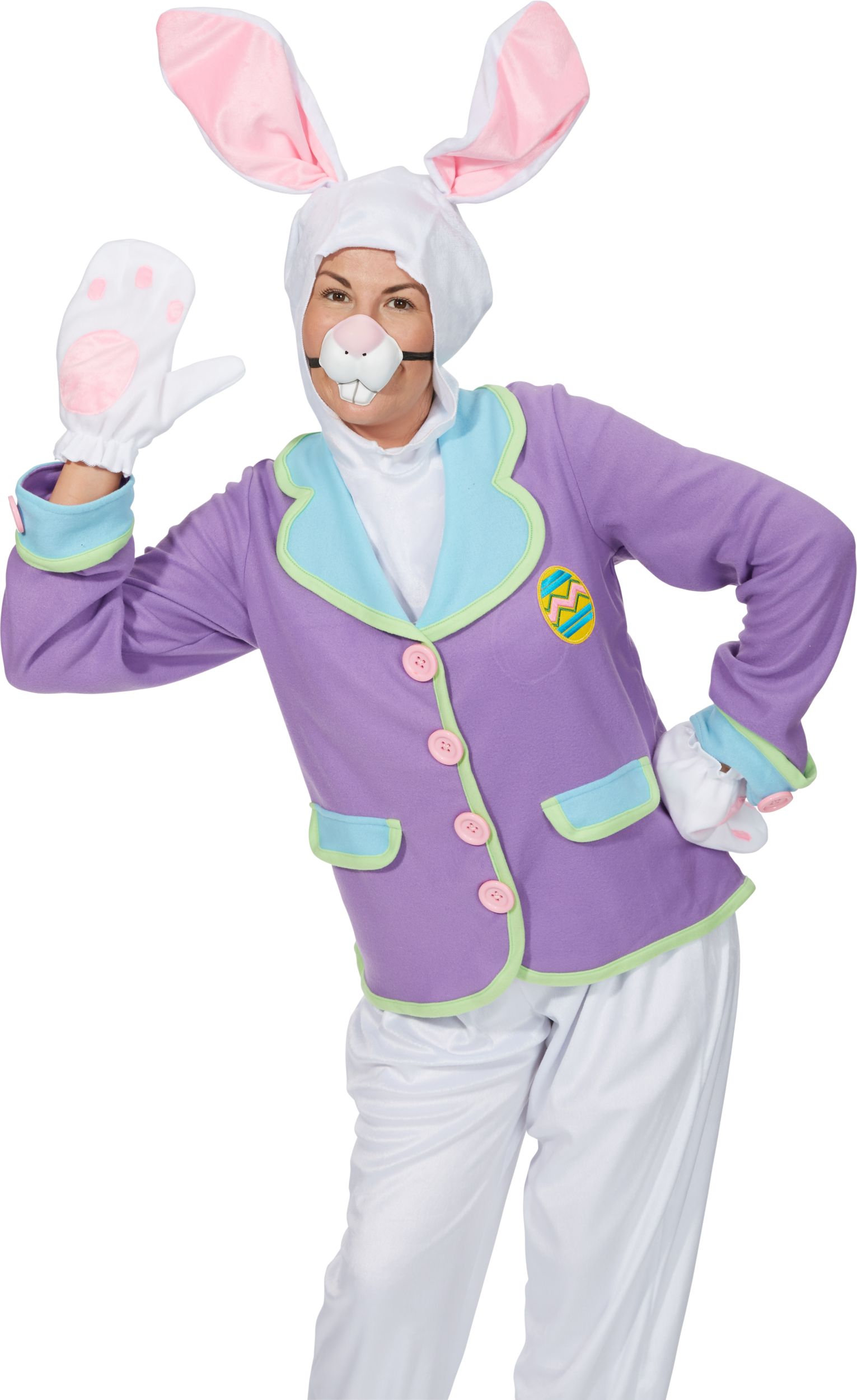 Easter Bunny Adult Costume, Purple Front_Flat