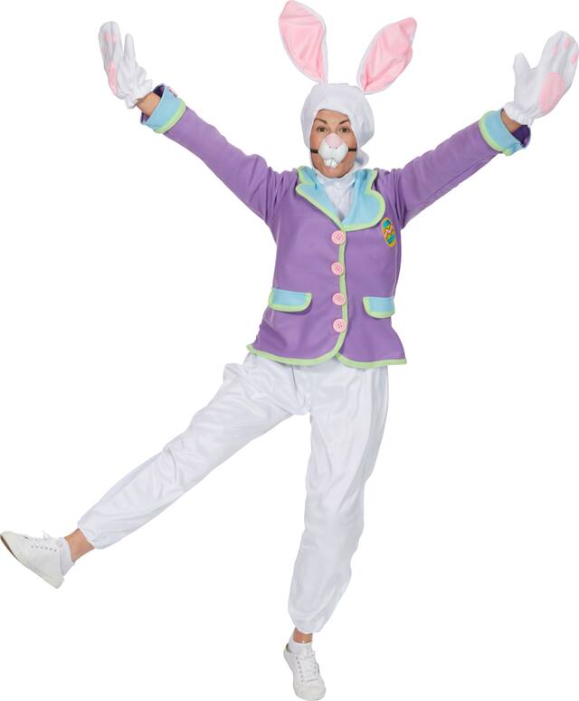 Easter Bunny Adult Costume, Purple Front_Flat