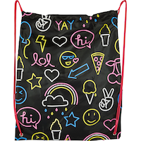Neon Icons Drawstring Backpack Front_Flat