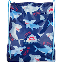 Blue Shark Drawstring Backpack Front_Flat
