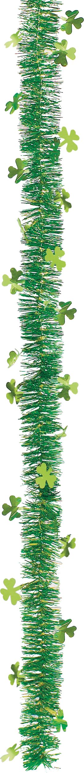 Shamrock Hanging Tinsel Garland Banner Decoration, Green, 9-ft, for St. Patrick's Day Overhead_Flat