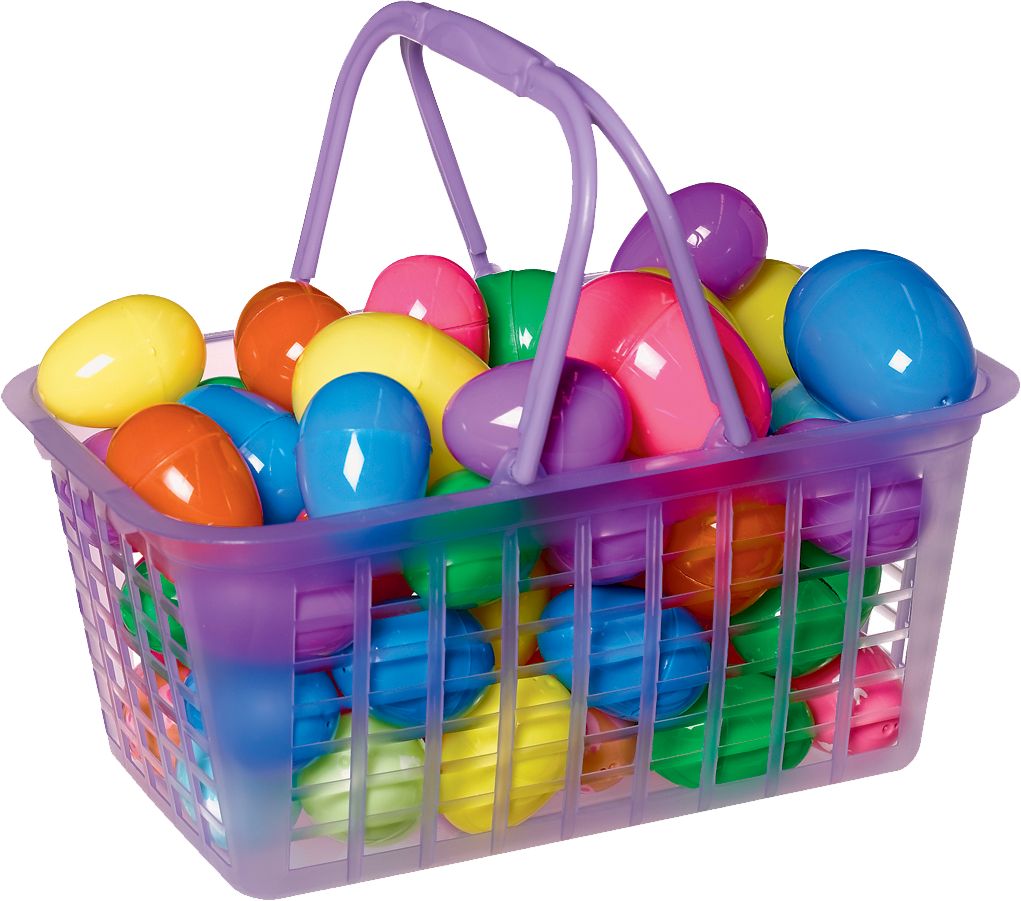 Fillable Eggs with Basket, Multi-Coloured, 60-pk, for Easter Front_Angled_Right