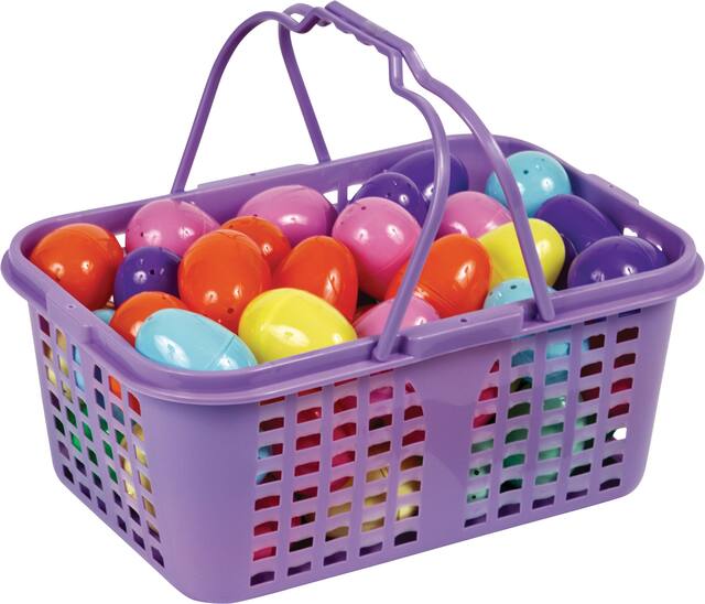 Fillable Eggs with Basket, Multi-Coloured, 60-pk, for Easter Front_Angled_Right