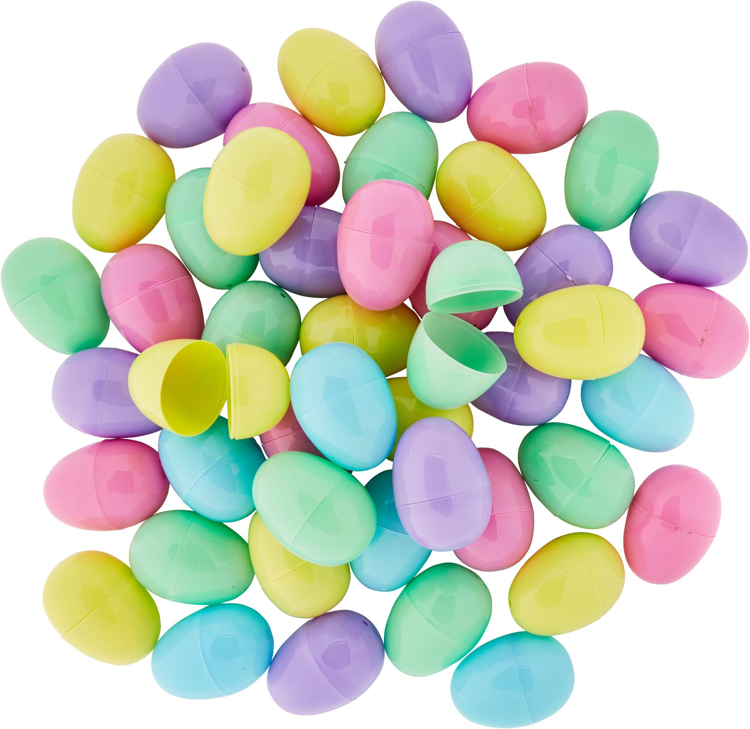 Pastel Fillable Eggs, Multi-Coloured, 48-pk, for Easter Overhead_Plunge