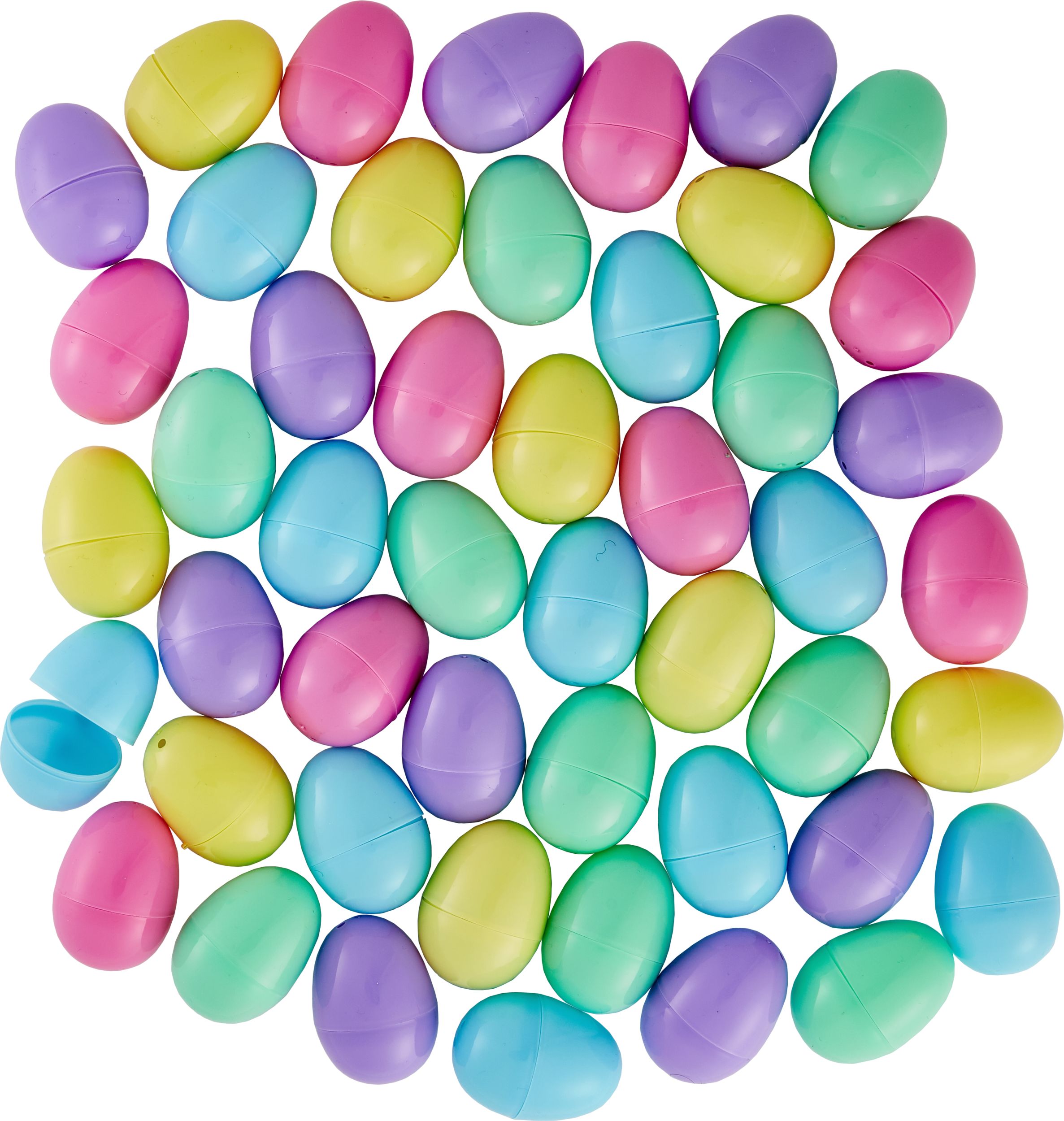 Pastel Fillable Eggs, Multi-Coloured, 48-pk, for Easter Overhead_Plunge