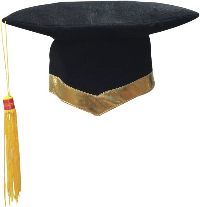 Adult Graduation Cap Hat, Black/Gold, One Size, for Graduation Front_Elevated