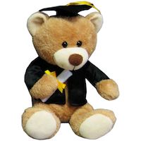 Teddy Bear Grad Cap & Diploma Plush Toy, Brown/Black, for Graduation Front_Angled_Right