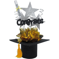 Centre de table Congrats avec chapeau du diplômé étincelant Front_Flat