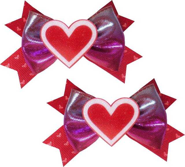 Boucles pour cheveux cœur étincelant, paq. 2 Front_Flat