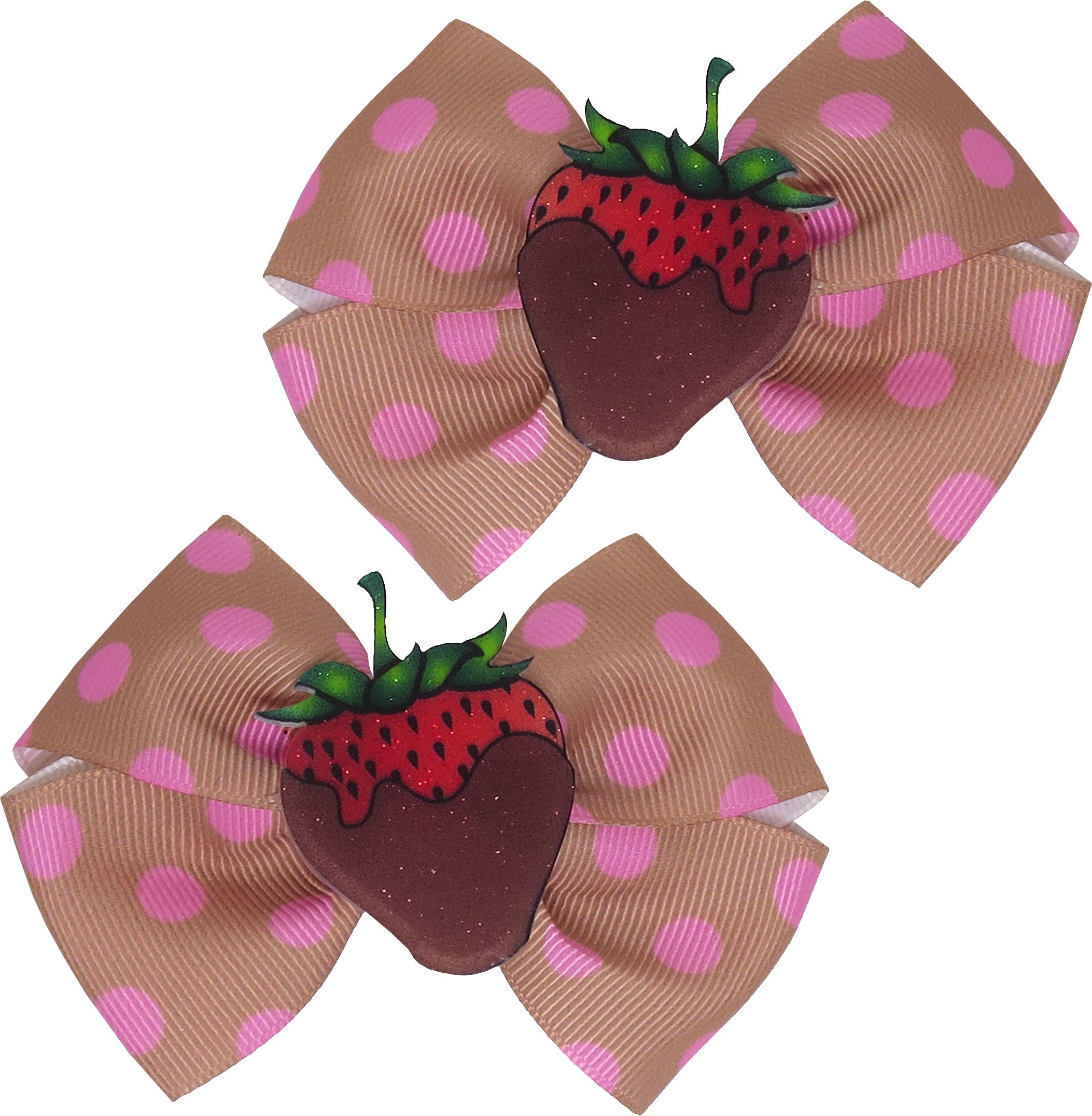Chocolate Strawberry Hair Bows, 2-pk Front_Flat