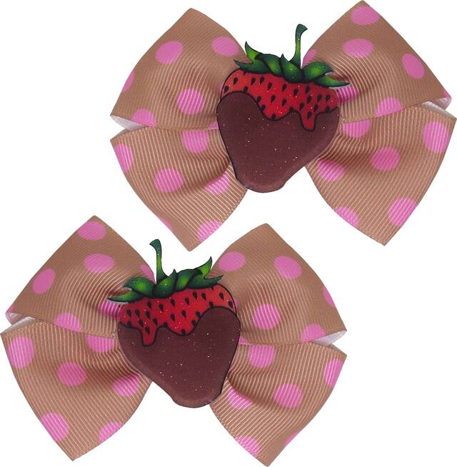 Chocolate Strawberry Hair Bows, 2-pk Front_Flat