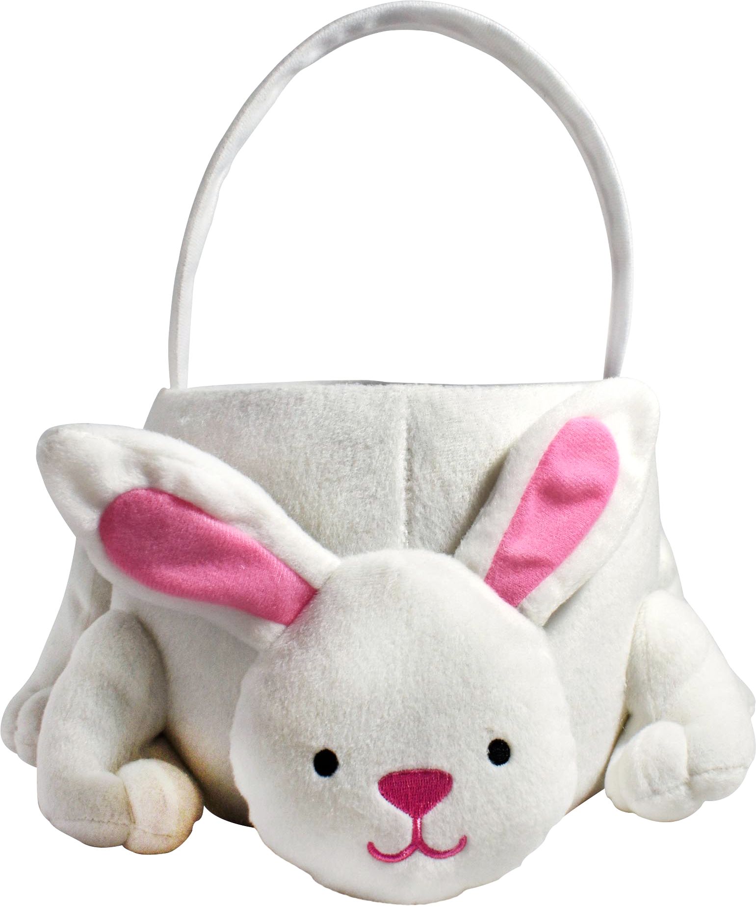 Plush White Bunny Easter Basket Front_Elevated