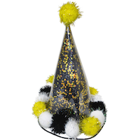 Chapeau de fête scintillant, noir et doré Front_Elevated