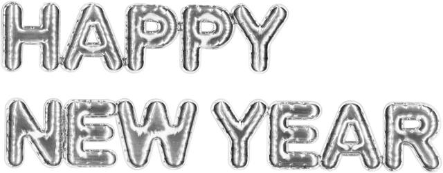 Silver Happy New Year Puffy Stickers Front_Flat